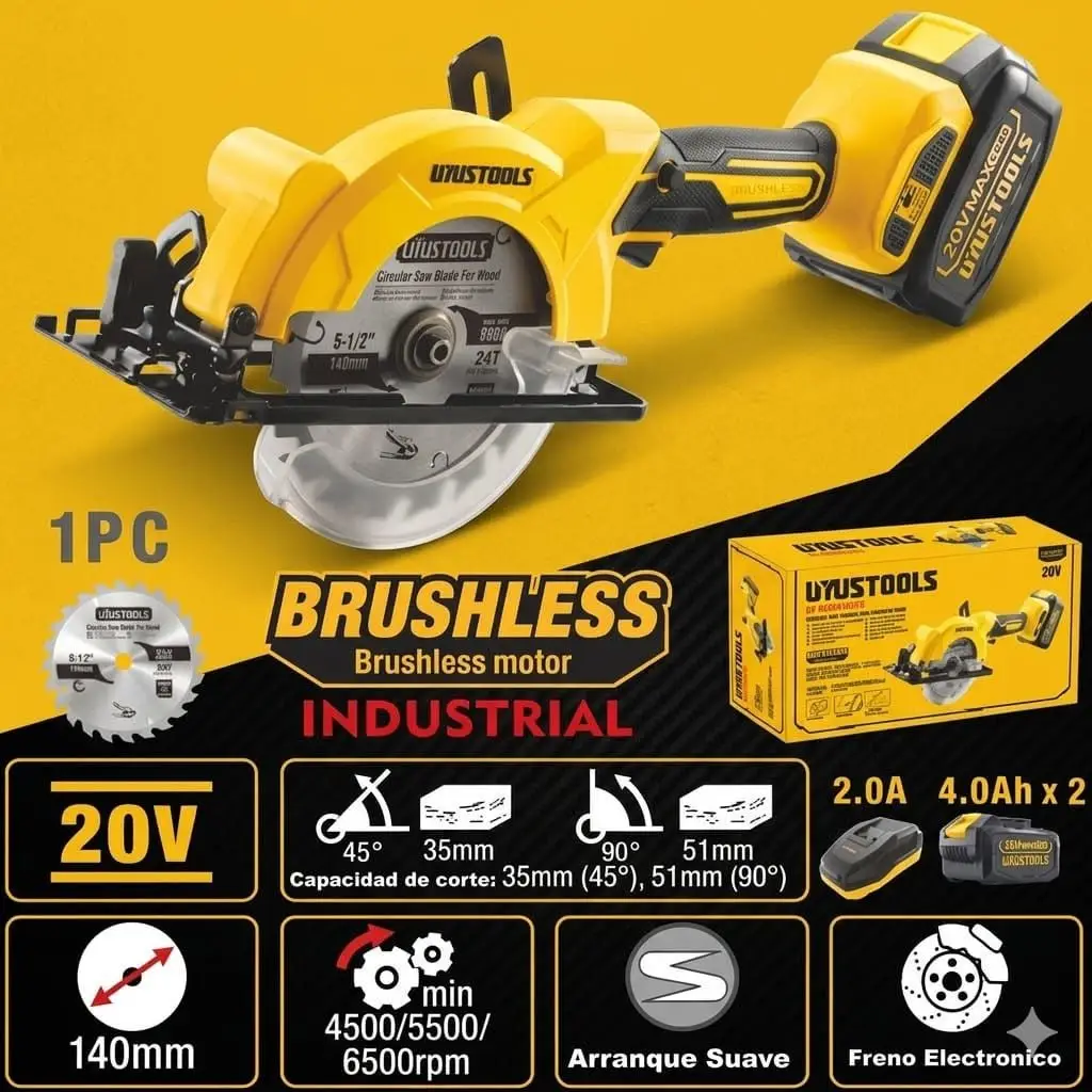 UYUSTOOLS 20V Brushless Cordless Circular Saw